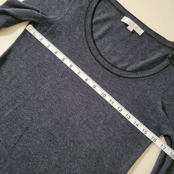 Loft Women's Charcoal Long Sleeve Scoop Neck Sweater - Picture 3 of 9